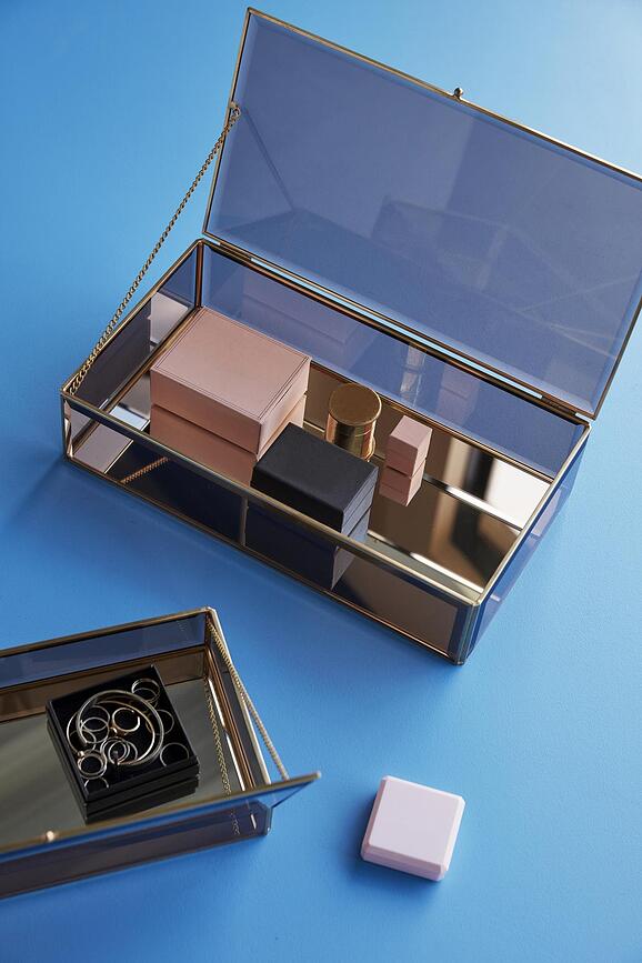 Hübsch Visoke majhne škatle za shranjevanje, rjave, steklene, 2 kosa