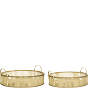 Hübsch Tray bamboo with a handle 2 pcs
