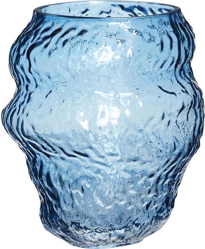 Hübsch Vase 18 cm blau aus Glas