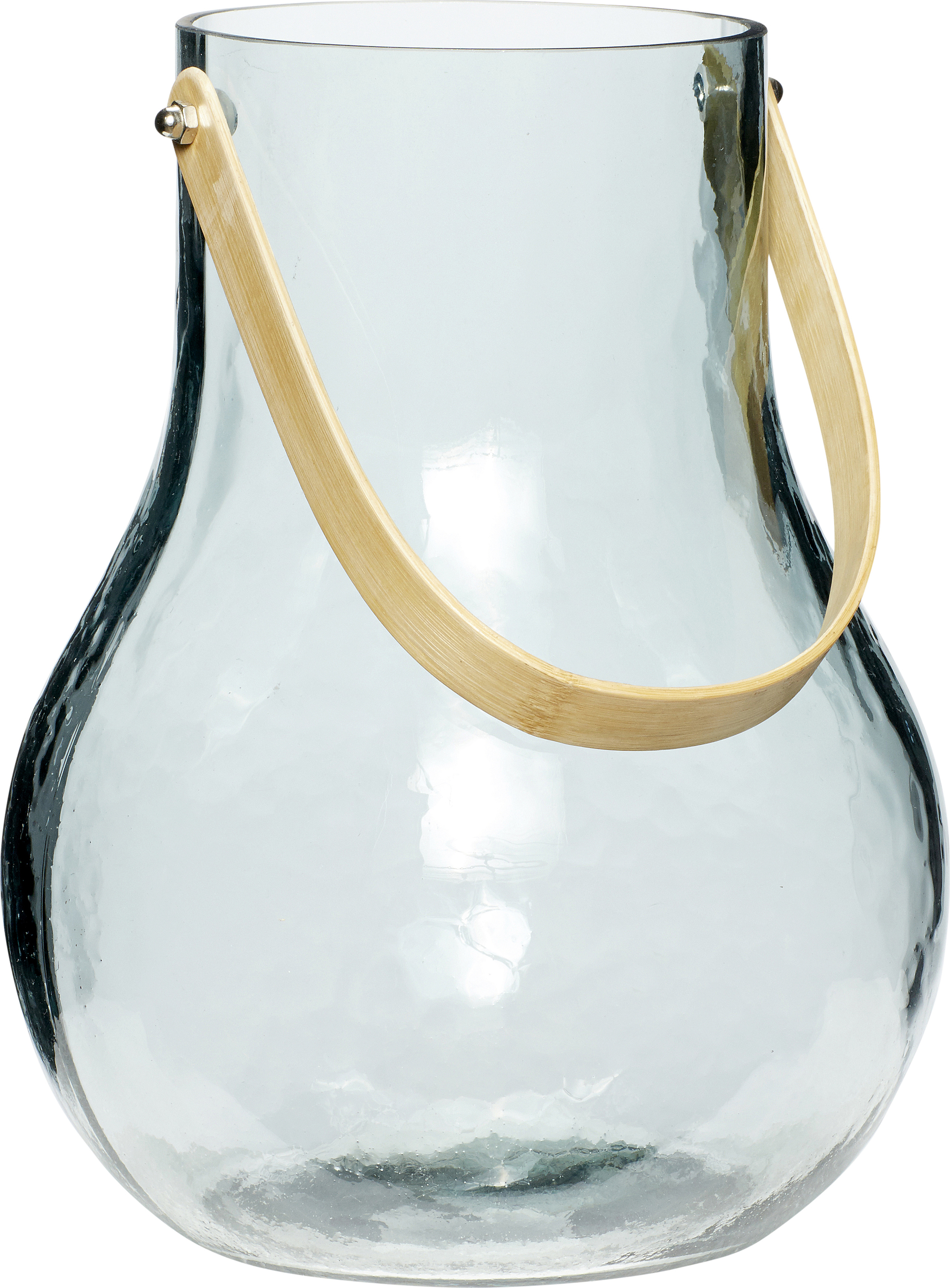 Hübsch Vase blau aus Glas mit Griff