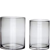 Hübsch Vase cylinder grey 2 pcs