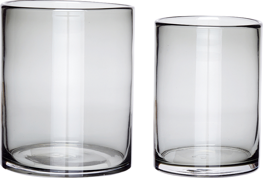 Hübsch Vase cylindrique, gris, Lot de 2