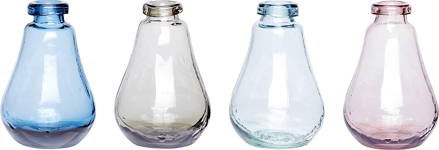 Hübsch vase pæreformet glas, 4 stk.