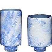 Hübsch Vasen blau-weiß aus Glas 2 St.