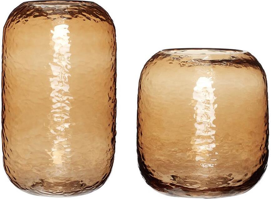 Hübsch Vases hauts, en verre, oranges, Lot de 2