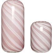 Hübsch Vases pink and white glass 2 pcs