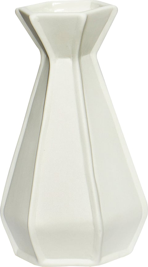 Jarrón acanalado Hübsch, blanco lechoso