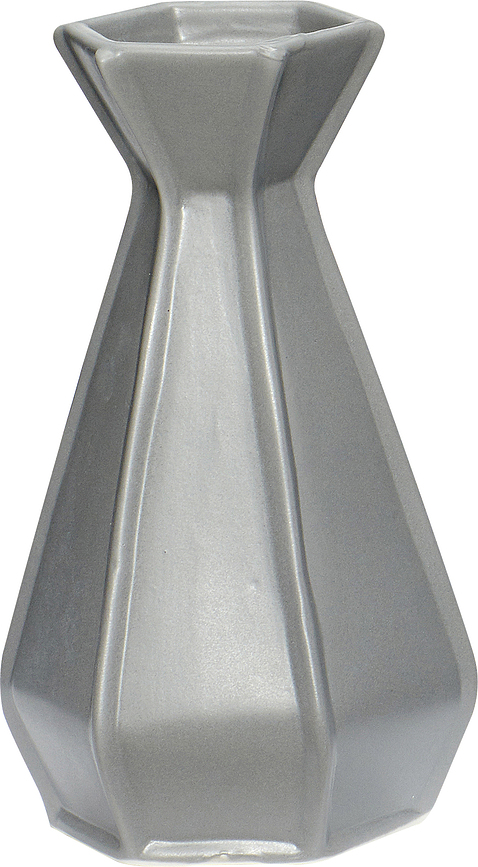 Jarrón acanalado Hübsch, gris