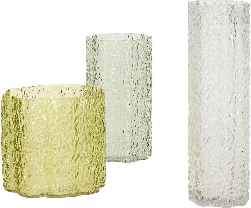 Jarrones transparentes Triple, verdes, 3 unidades