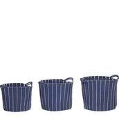 Koszyk Hübsch niebieski bawełniany z uchwytem 3 szt.