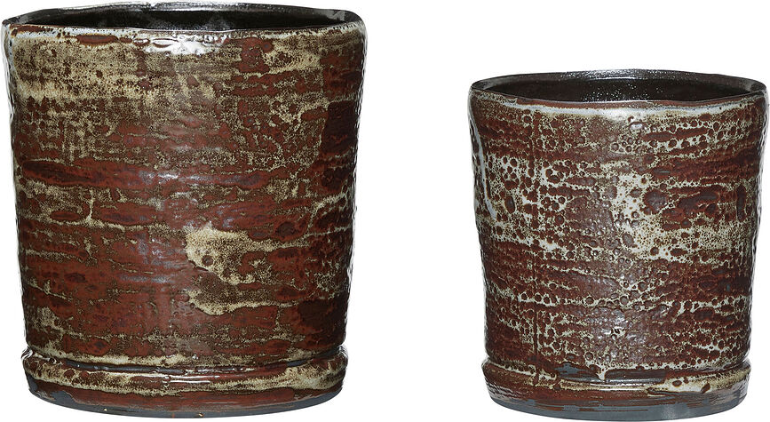 Maceteros Fossil, castaños, Pack de 2