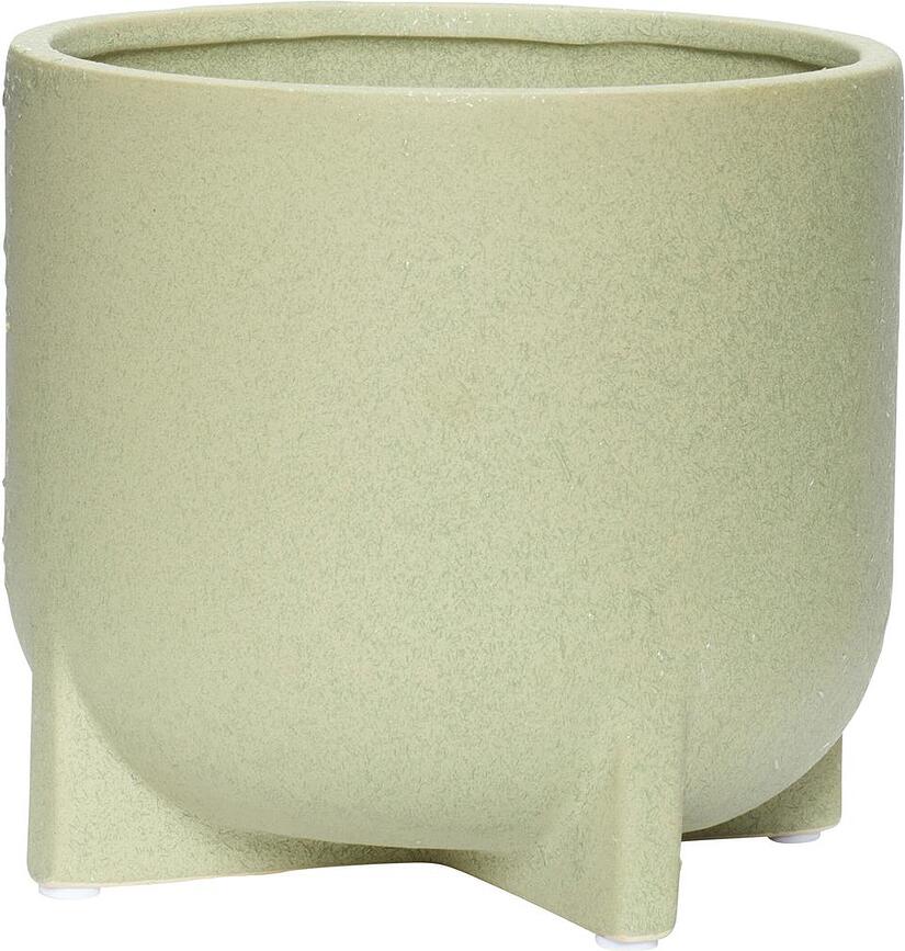 Maceteros Hübsch de metal, verdes, con patas, 2 unidades