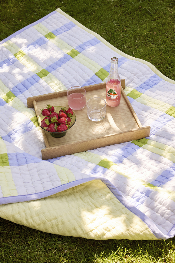 Manta de Picnic Tento, 140 x 200 cm, azul y amarillo