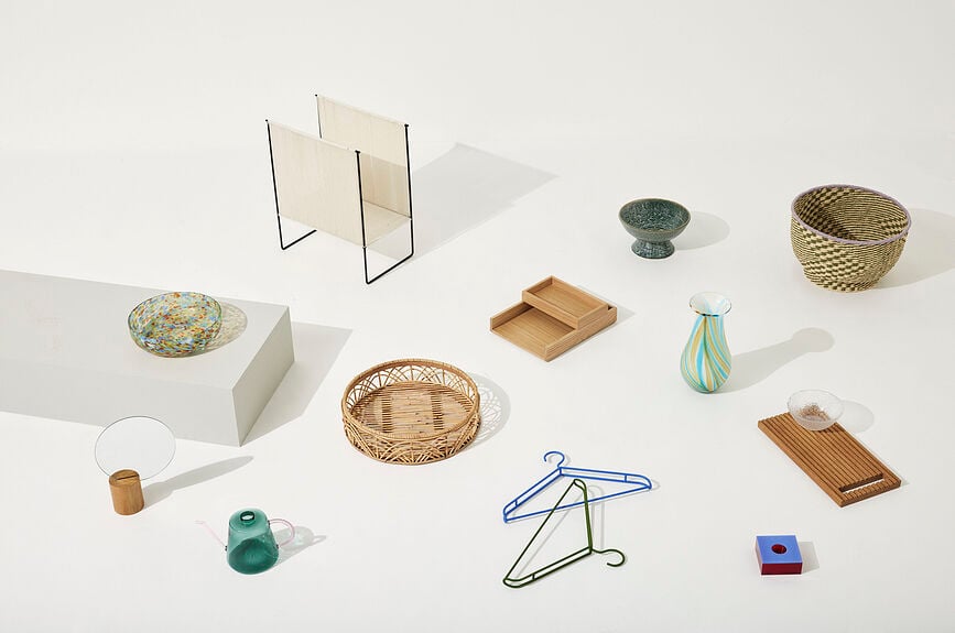 Organizador de escritorio de roble natural Rail, Set de 2 piezas