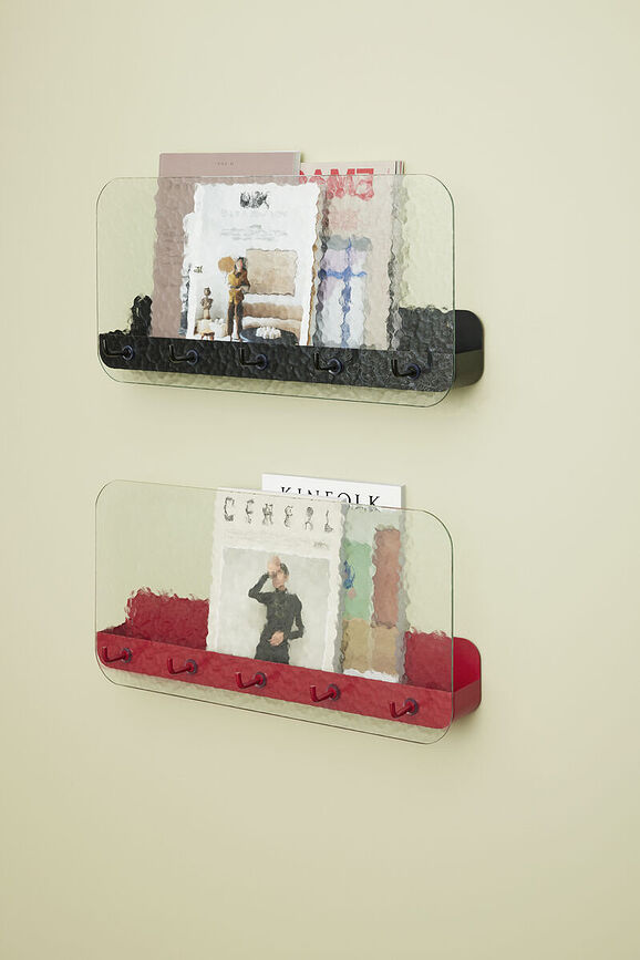 Perchero de Pared con Estante Shack, 60 cm, rojo