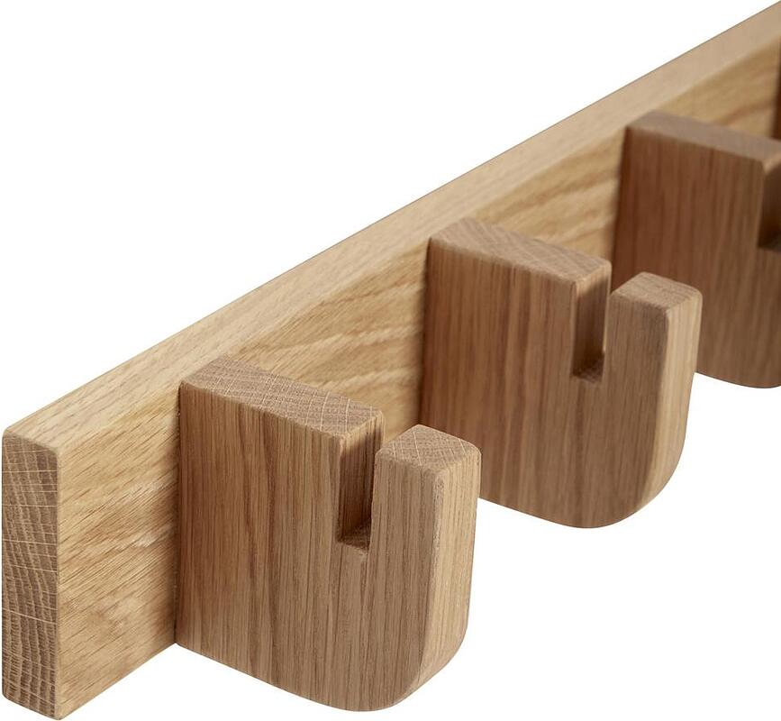 Perchero de pared de madera de roble Hübsch, con 5 ganchos