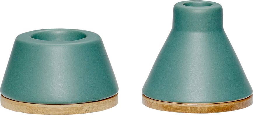 Portacandela Hübsch verde scuro in ceramica 2 pz.