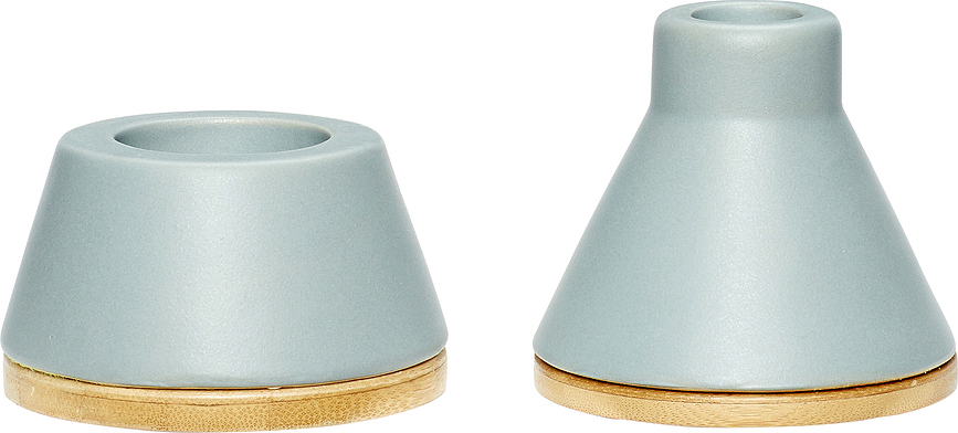 Portacandela Hübsch verde spento in ceramica 2 pz.