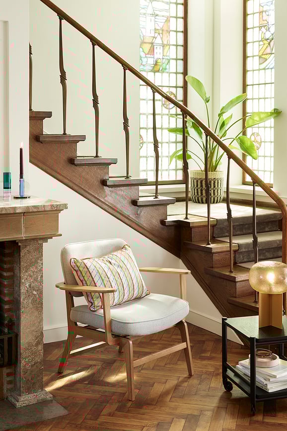 Portavelas para vela clásica Astro, 14 cm, rosa y amarillo