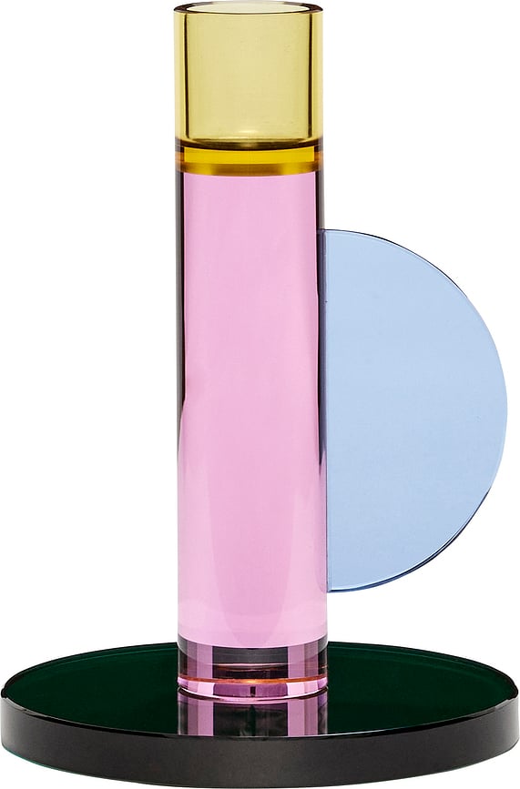 Portavelas para vela clásica Astro, 14 cm, rosa y amarillo