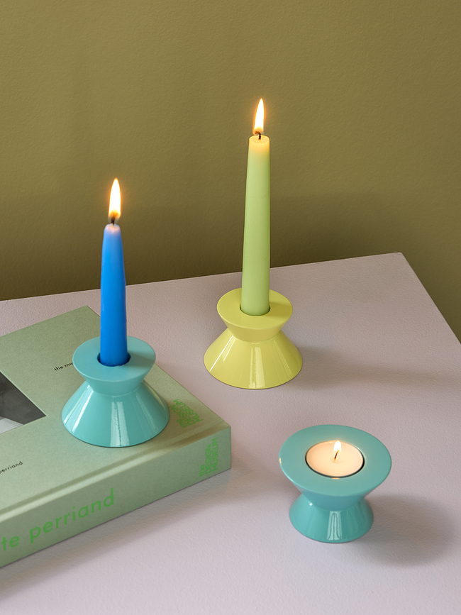 Candelabro Two, para vela clásica, amarillo