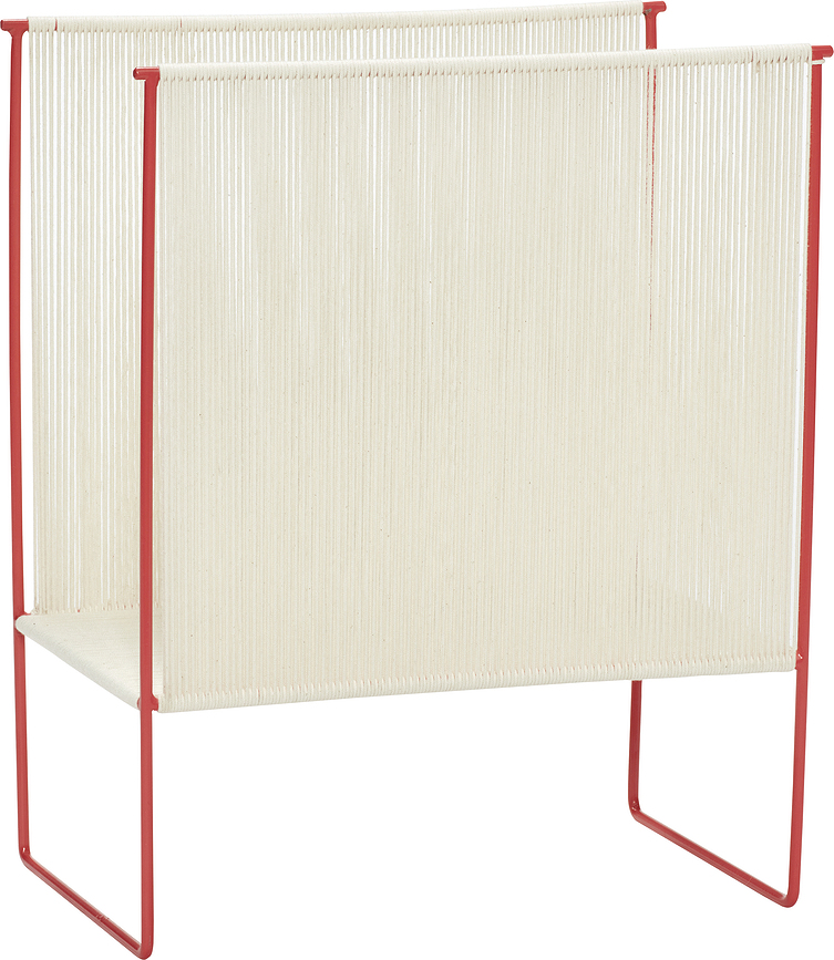 Revistero Hübsch, con estructura de metal roja