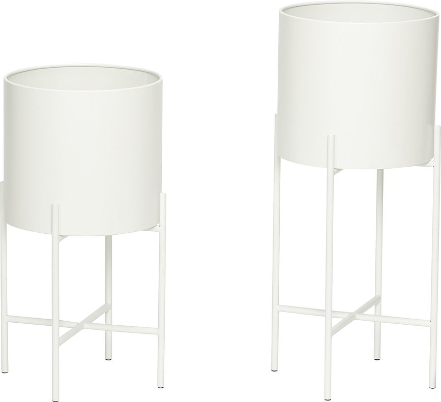 Soportes para plantas redondos Hübsch, blancos, Pack de 2