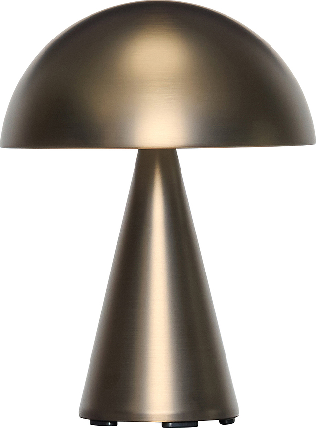 Stolová lampa bezdrôtová Mush 20 cm, brúsená mosadz