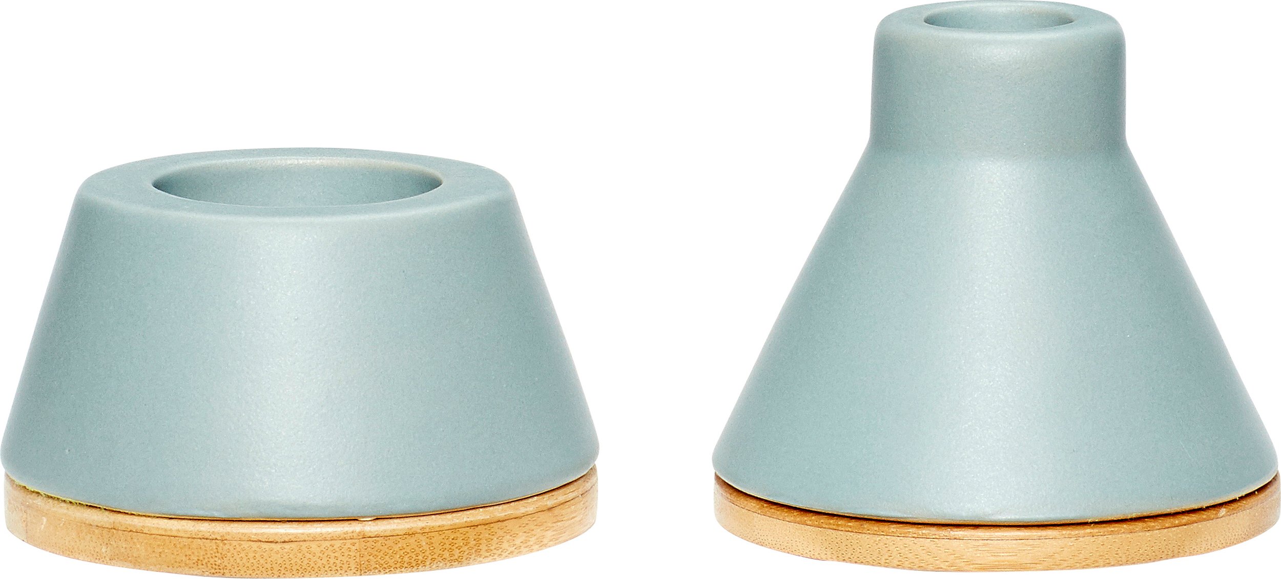 Świecznik Hübsch zgaszona zieleń ceramiczny 2 szt.