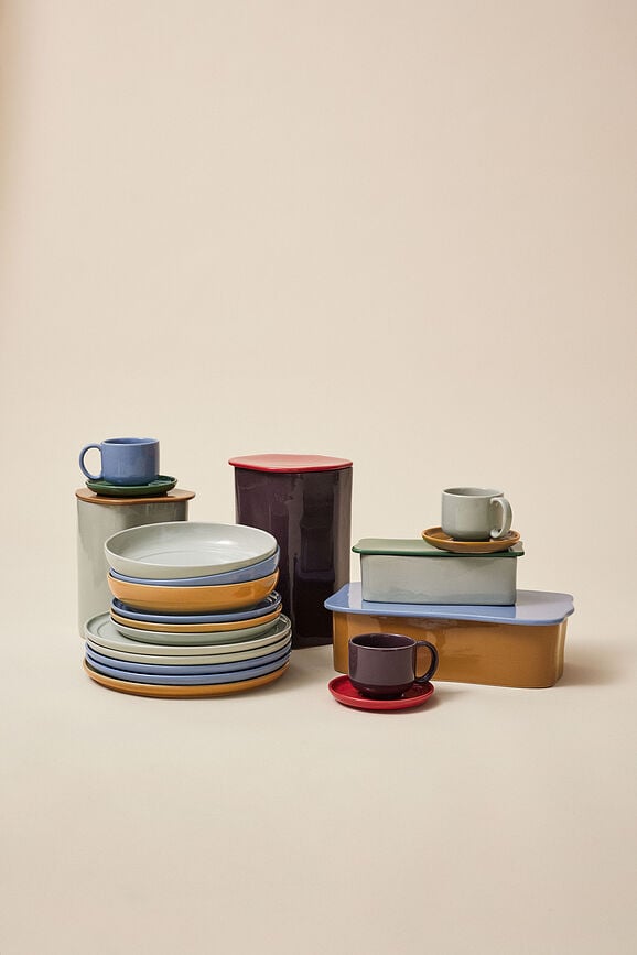 Taza Amare 200 ml, azul claro, con plato