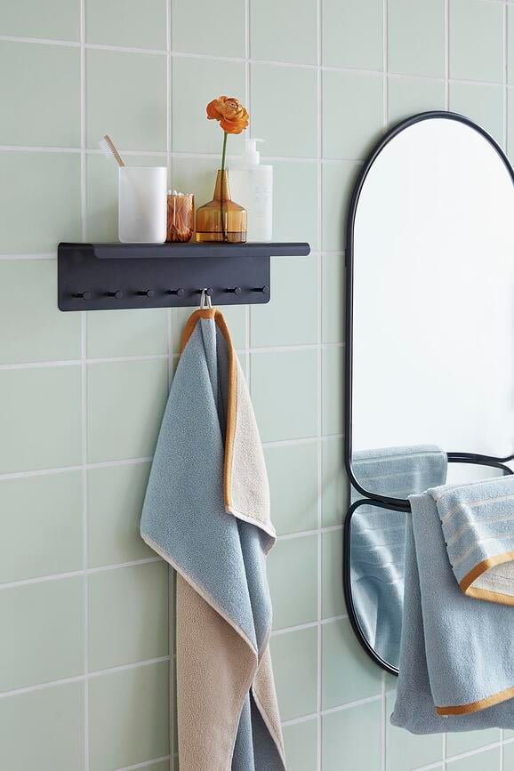 Toalla Hübsch, 70 x 140 cm, verde y rosa