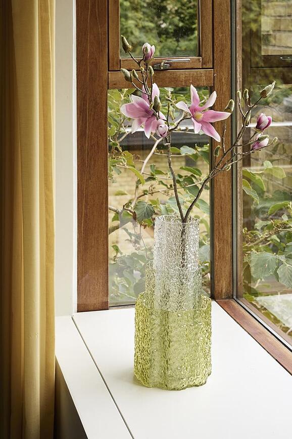 Vases transparents, verts, Lot de 3