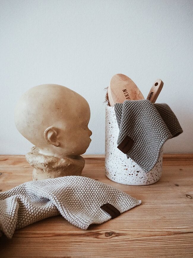 Bote de almacenamiento de terrazo Humdakin Bologna, beige, con tapa