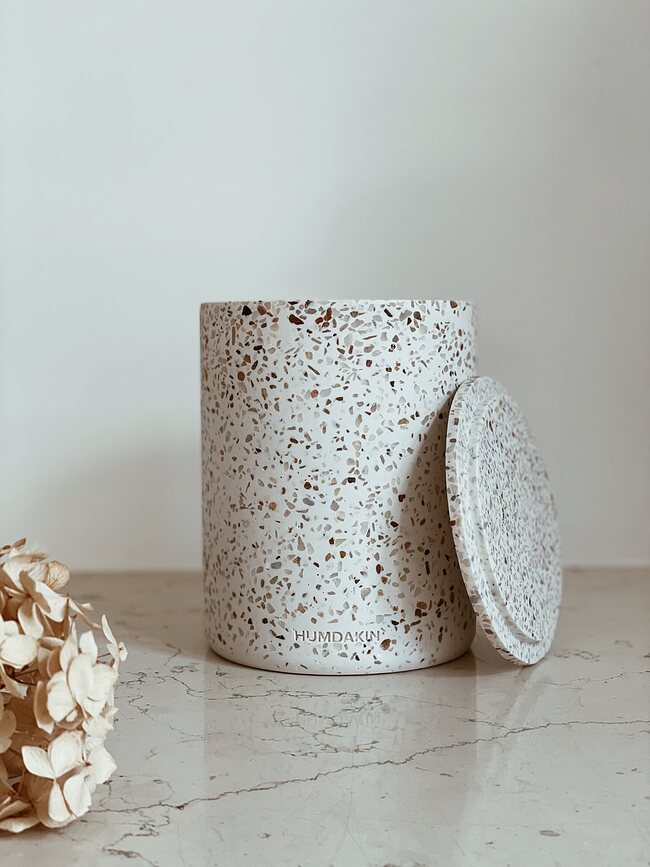 Bote de almacenamiento de terrazo Humdakin Bologna, beige, con tapa