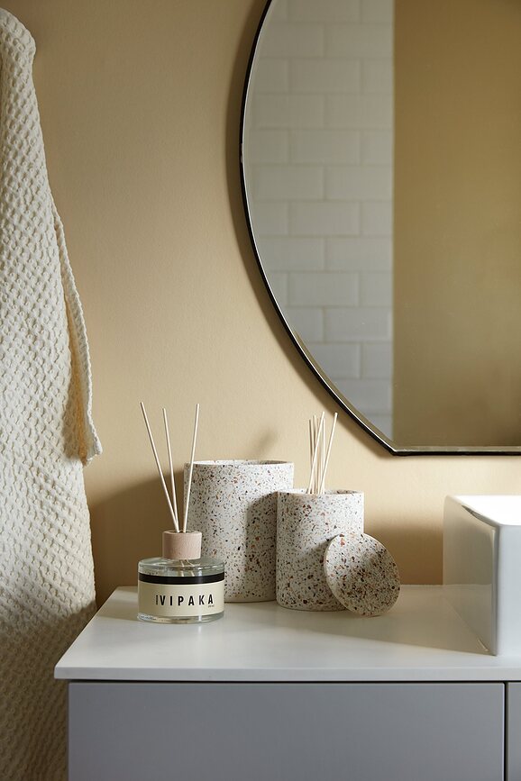 Contenedor de almacenaje Humdakin Lucca Terrazzo, beige, con tapa