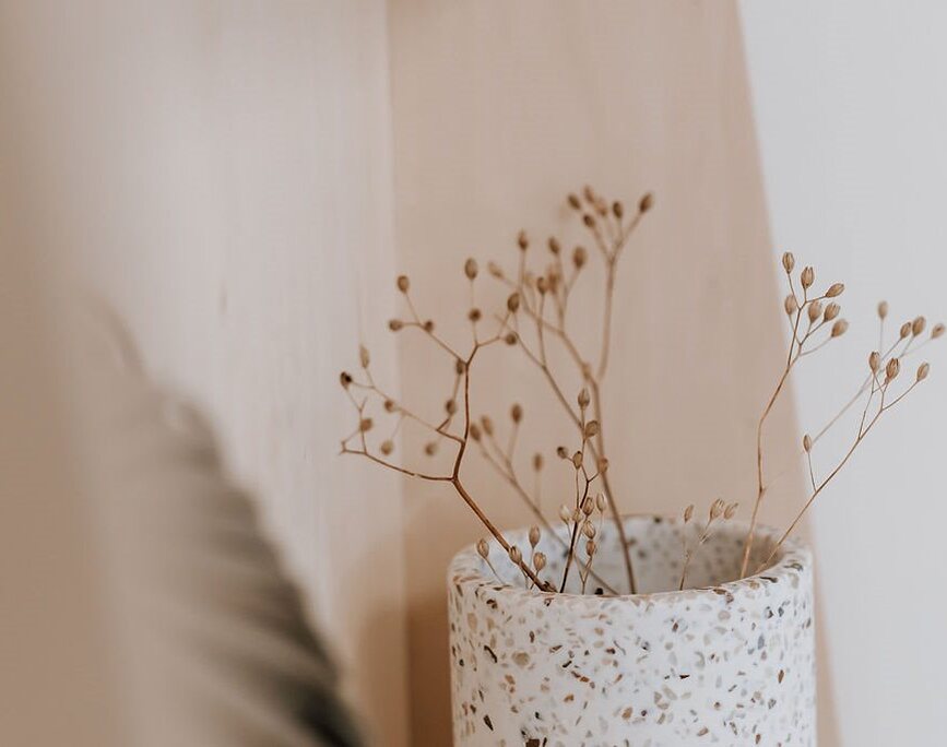 Contenedor de almacenaje Humdakin Lucca Terrazzo, beige, con tapa