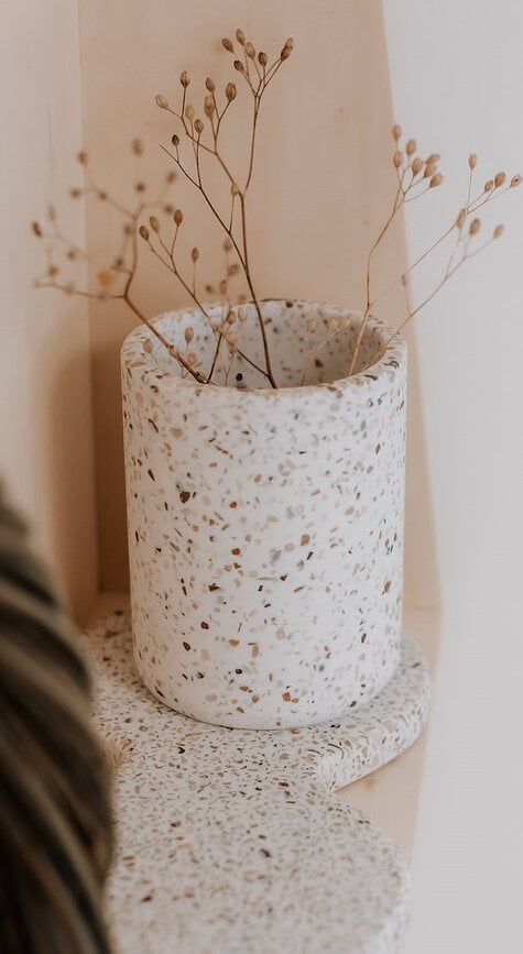Contenedor de almacenaje Humdakin Lucca Terrazzo, beige, con tapa