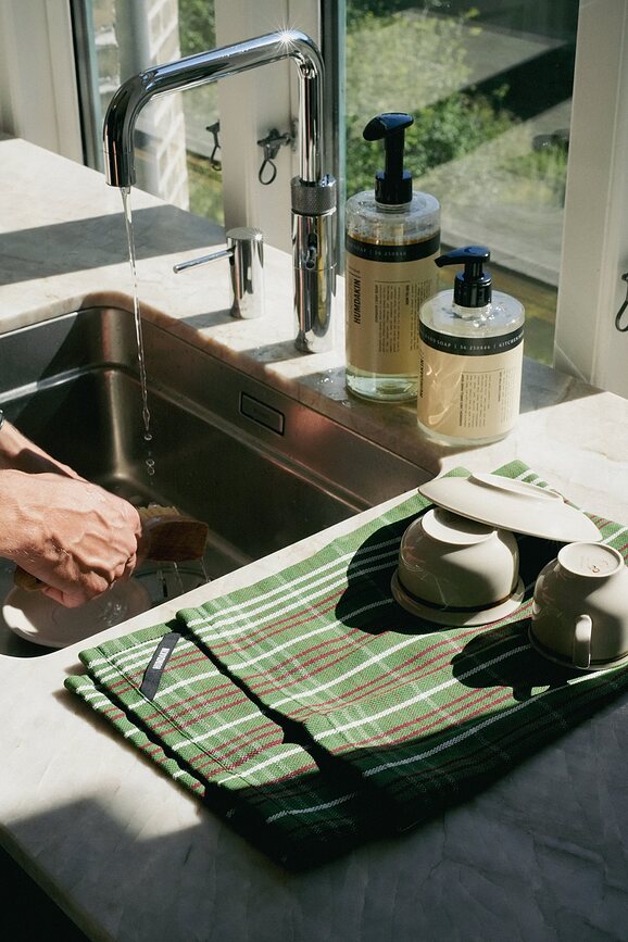 Humdakin 73 Christmas Kuhinjske krpe v karo vzorcu, 45 x 70 cm, bež, 2 kosa