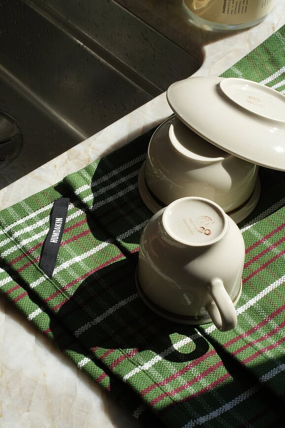 Humdakin 73 Christmas Kuhinjske krpe v karo vzorcu, 45 x 70 cm, bež, 2 kosa