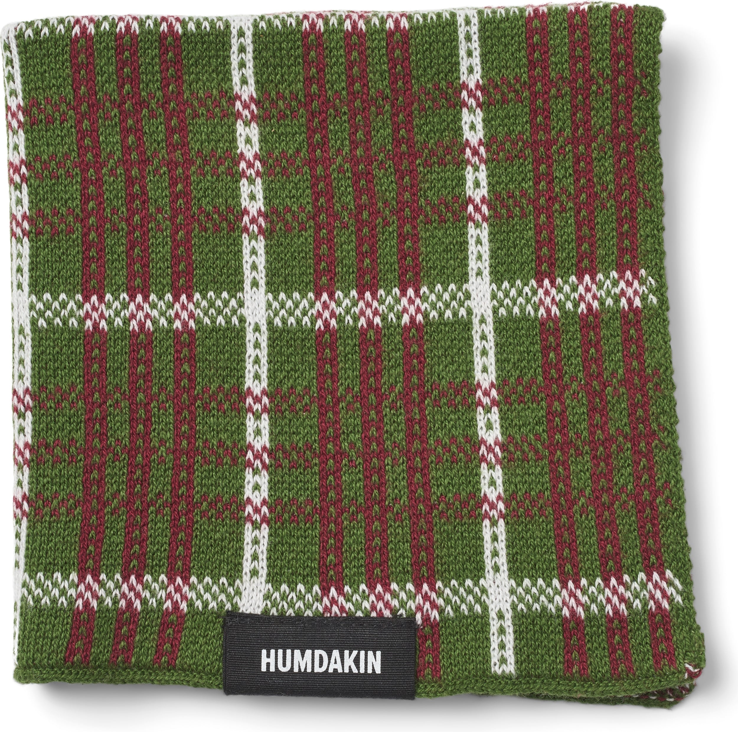 Humdakin 93 Knitted Christmas Geschirrtuch, kariert, 28 x 28 cm, grün