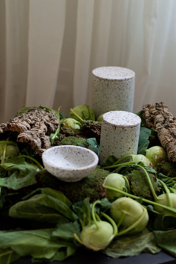 Humdakin Bologna Terrazzo Boîte de rangement avec couvercle, beige