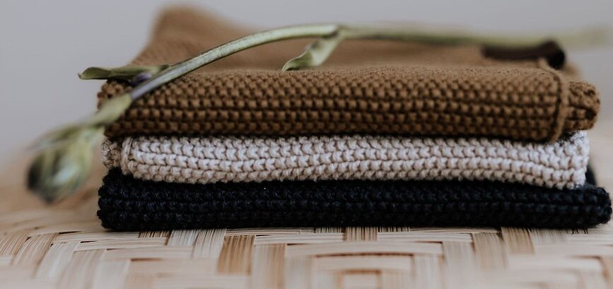 Humdakin Knitted Torchon de Cuisine 28 x 28 cm, mélange beige