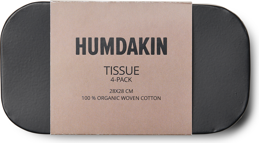 Humdakin Lingettes avec boîte, 28 x 28 cm, beiges, en coton, Set 5 pièces