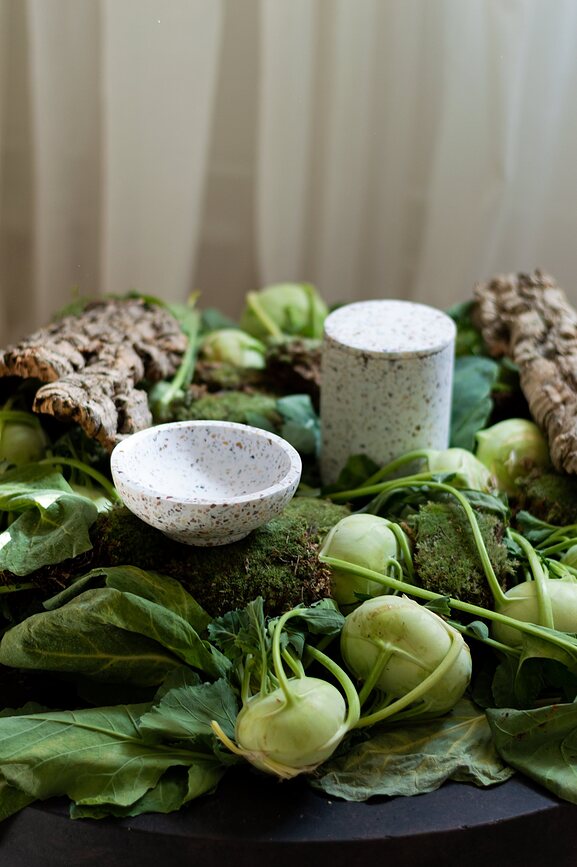 Humdakin Lucca Terrazzo Posoda za shranjevanje s pokrovom, bež