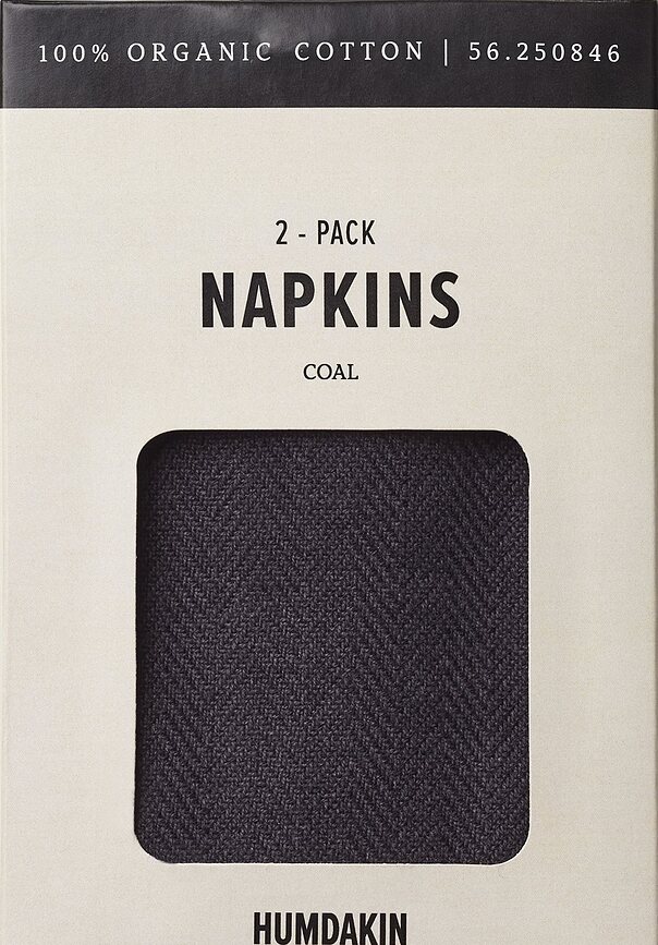 Humdakin Serviettes de Table 40 x 40 cm, couleur charbon, Lot de 2