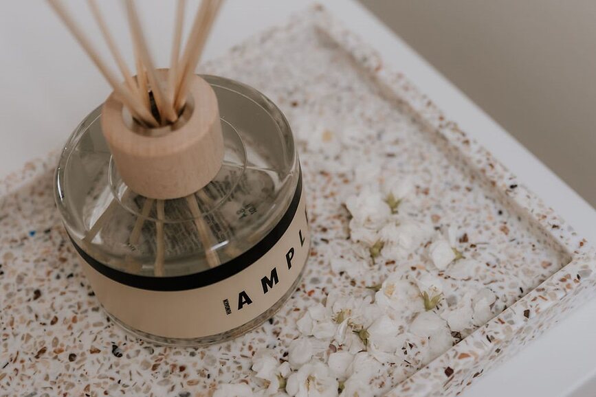 Humdakin Terrazzo Plateau décoratif, 10 x 25 cm, beige