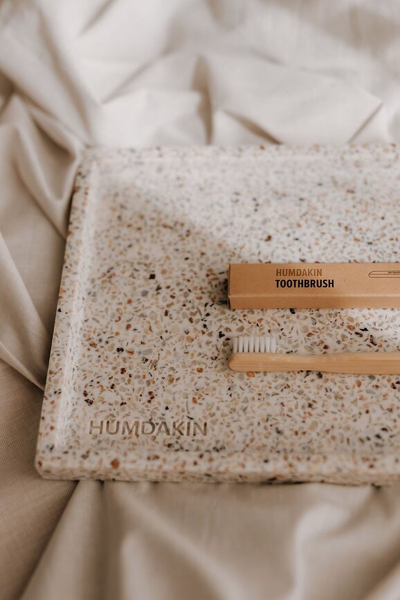 Humdakin Terrazzo Plateau décoratif, 10 x 25 cm, beige