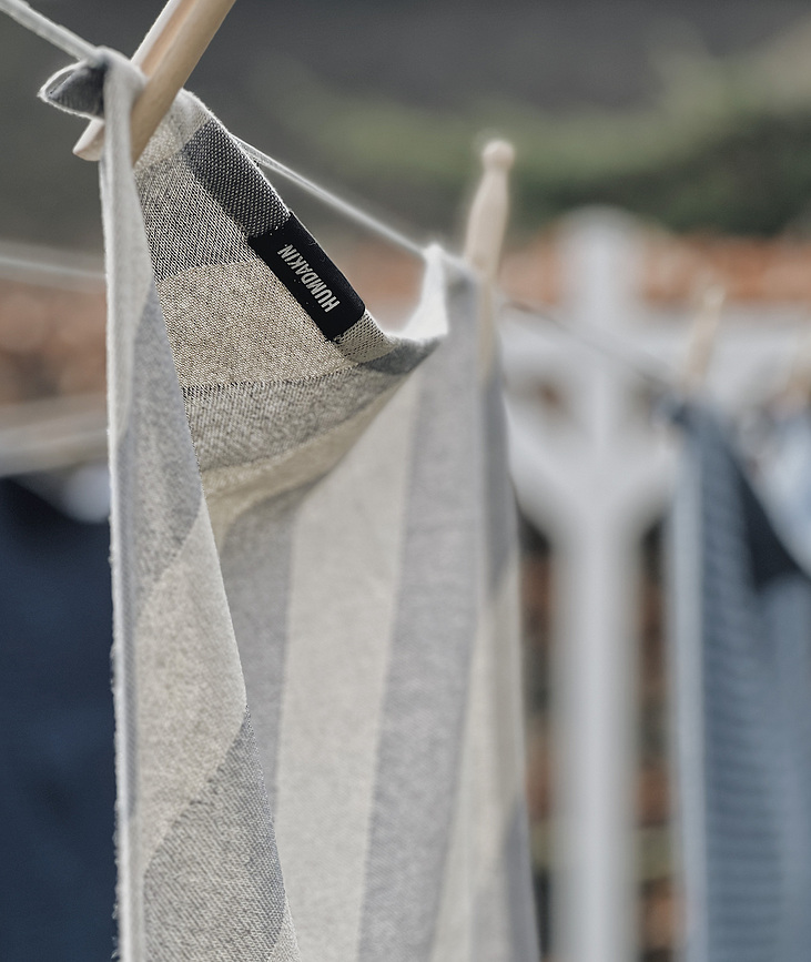 Humdakin Torchons de Cuisine à rayures, 45 x 70 cm, bleus, Lot de 2