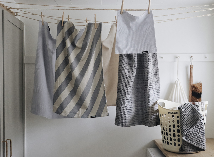 Humdakin Torchons de Cuisine à rayures, 45 x 70 cm, bleus, Lot de 2