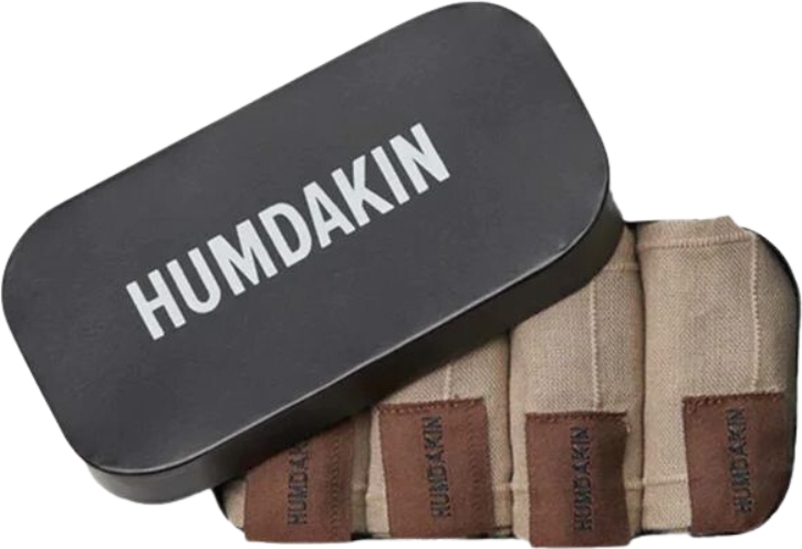 Humdakin Tücher 28 x 28 cm dunkelbeige Baumwollstoff mit Kasten 5 El.